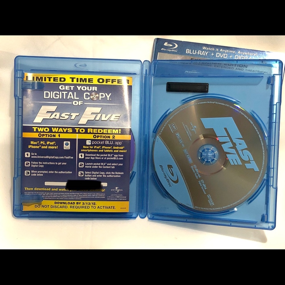 Fast Five blu-Ray, dvd, digital